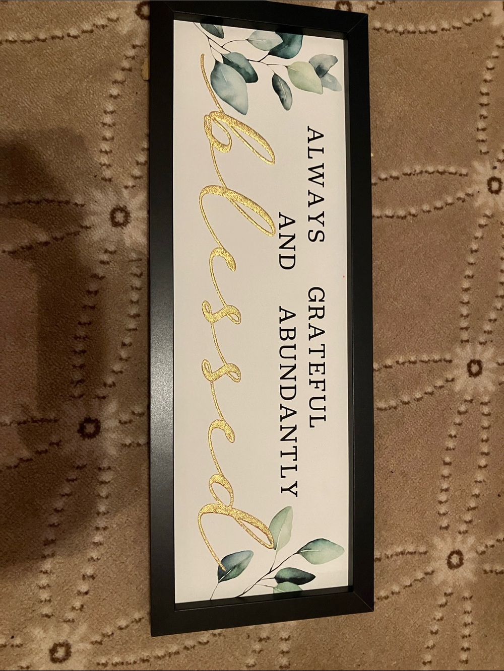 Framed "Blessed" Wall Sign in Black Frame